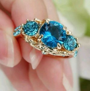 New 1.0 ct aquamarine cz gold plated